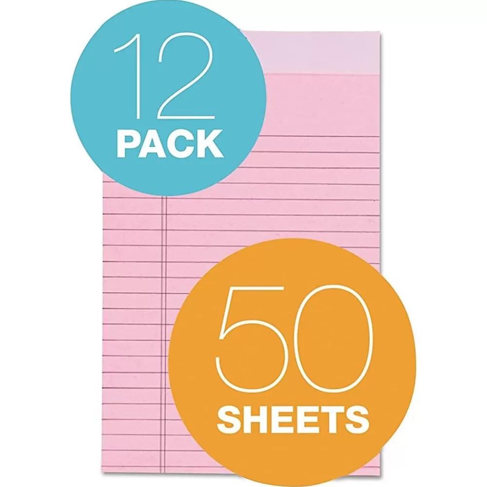 TOPS Notepads<Prism+ Legal Notepads, 5" x 8", Narrow Ruled, Pink, 50 Sheets/Pad, 12 Pads/Pack (63050)