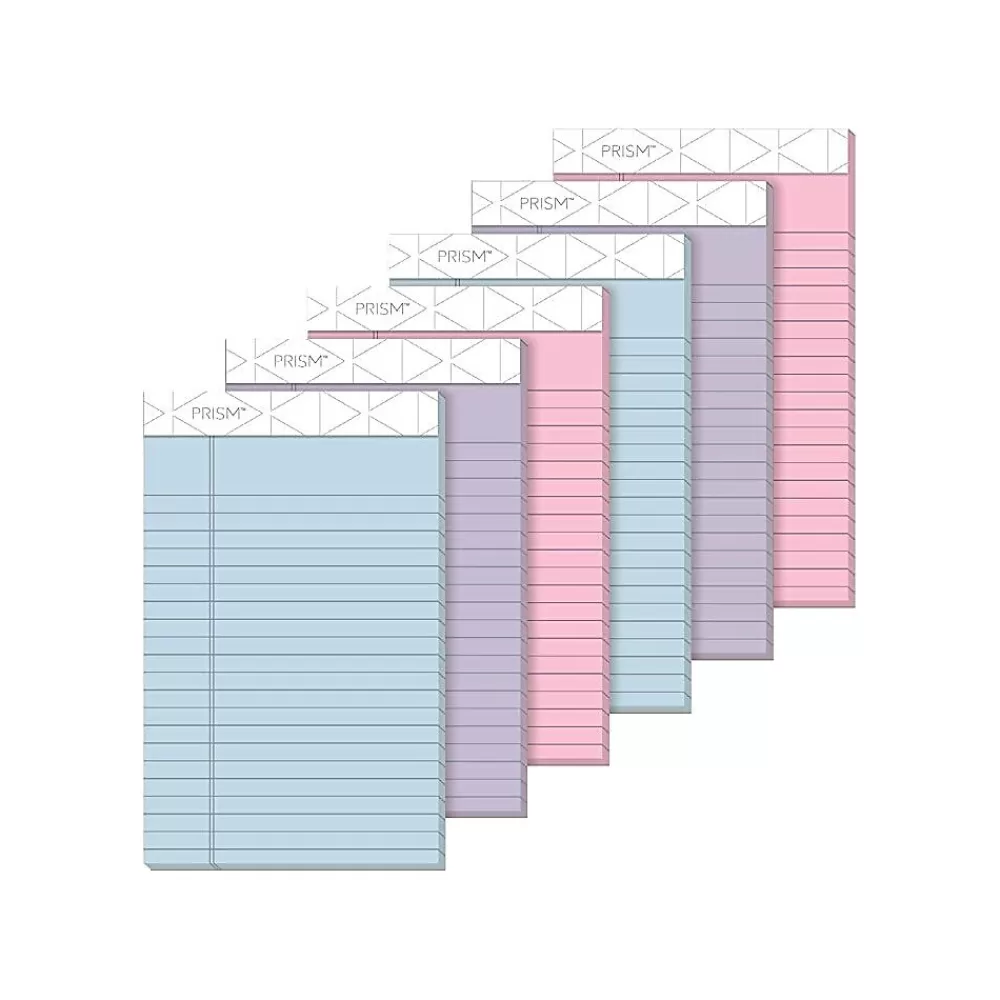 TOPS Notepads<Prism Notepad, 5" x 8", Narrow Ruled, Assorted, 50 Sheets/Pad, 6 Pads/Pack (TOP63016)