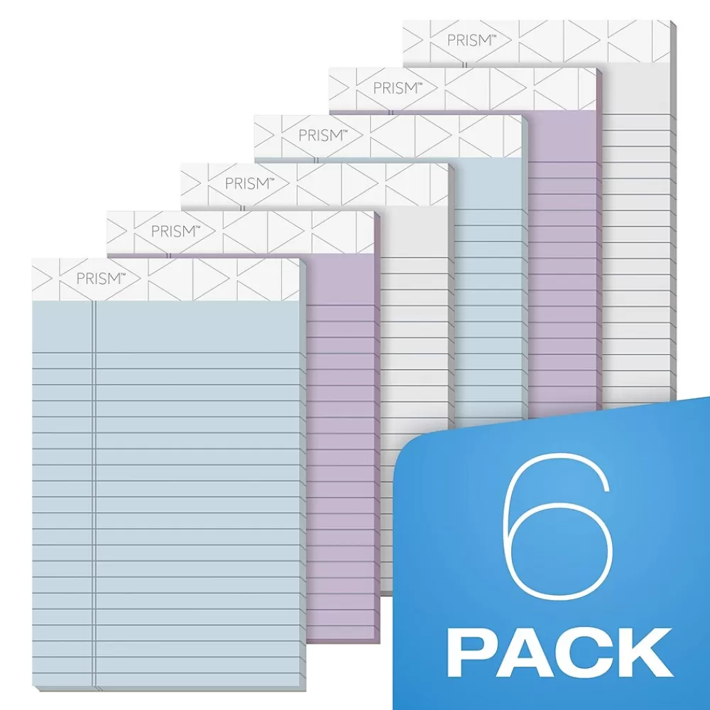 TOPS Notepads<Prism Notepad, 8.5" x 11.75", Wide Ruled, Assorted, 50 Sheets/Pad, 6 Pads/Pack (TOP63116)