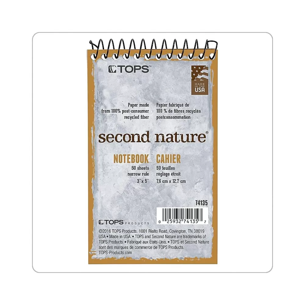 TOPS Notepads<Second Nature Memo Pad, 3" x 5", Narrow Ruled, White, 50 Sheets/Pad (TOP 74135)