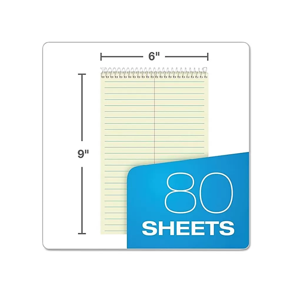 TOPS Notepads<Steno Book, 6" x 9", Gregg Ruled, 80 Sheets, Assorted Colors, 4/Pack (80221)