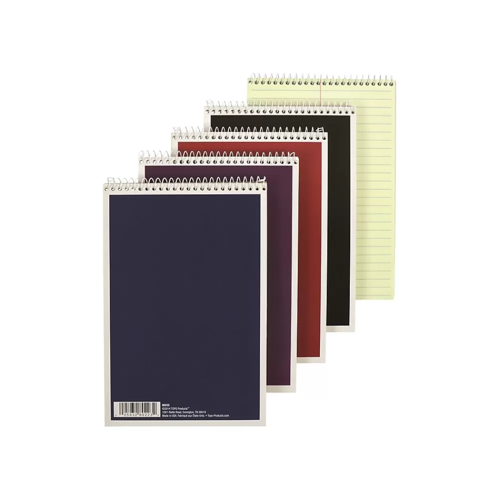 TOPS Notepads<Steno Pad, 6" x 9", Gregg Ruled, Assorted Colors, 80 Sheets/Pad (80223)