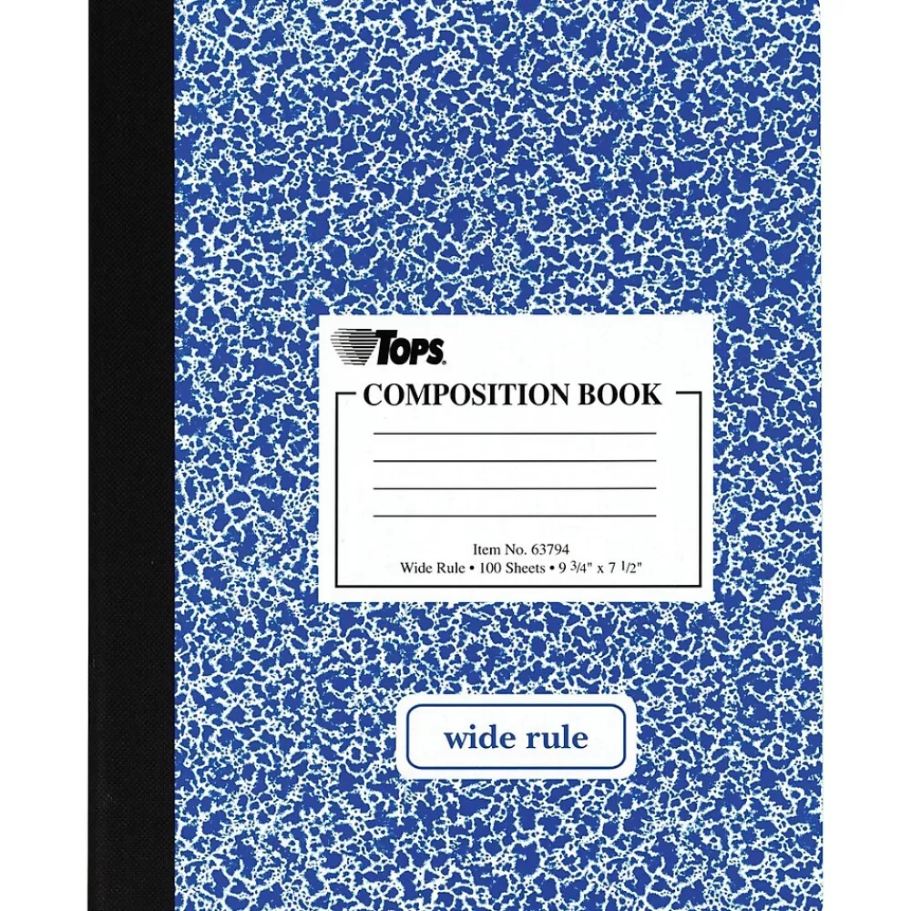 TOPS Composition Notebooks<1-Subject Composition Notebooks, 7.5" x 9.75", Wide Ruled, 100 Sheets, Each (63794)