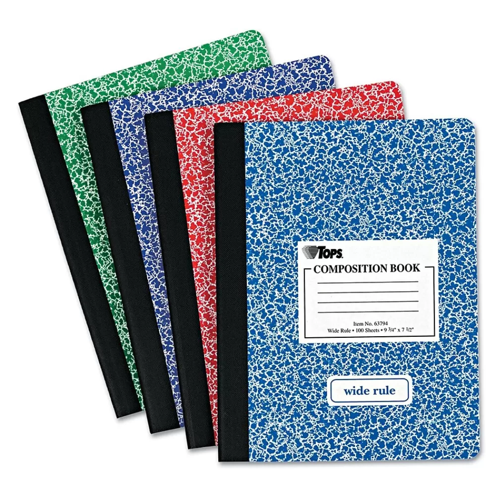 TOPS Composition Notebooks<1-Subject Composition Notebooks, 7.5" x 9.75", Wide Ruled, 100 Sheets, Each (63794)