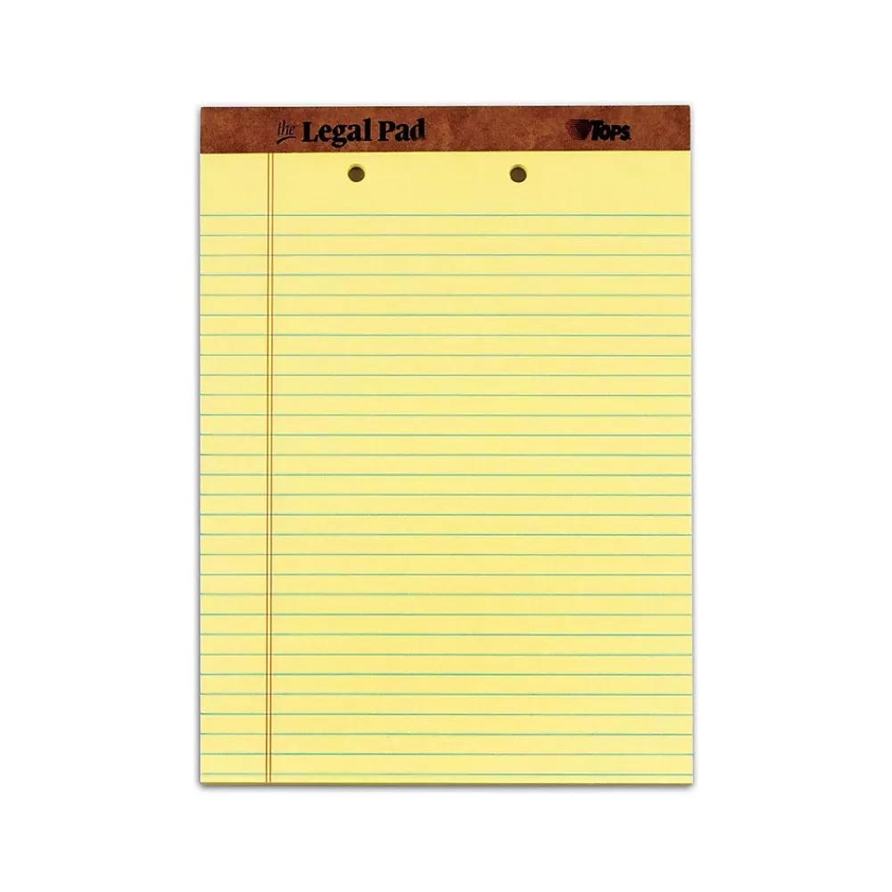 TOPS Notepads<The Legal Pad Notepads, 8.5" x 11.75", Wide Ruled, Canary, 50 Sheets/Pad, 12 Pads/Pack (TOP 7531)