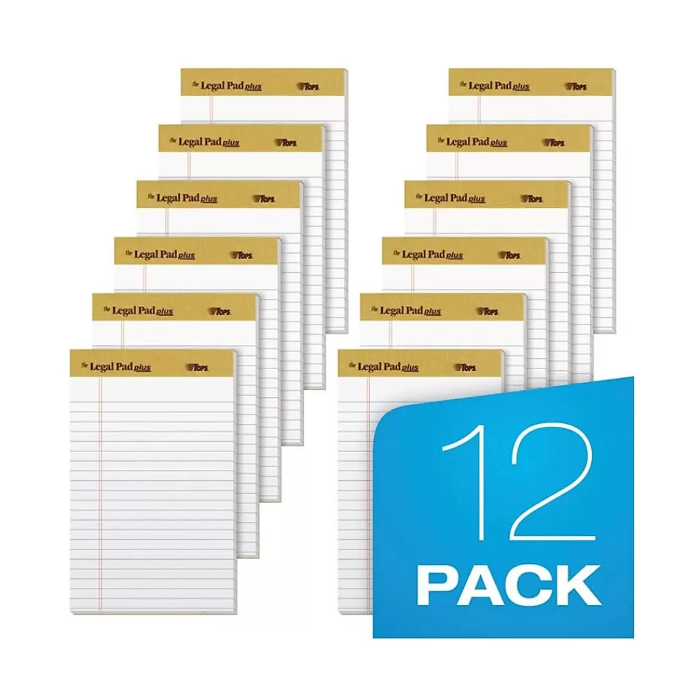 TOPS Notepads<® The Legal Pad™ Plus, White, Jr Legal Ruled, 5" x 8", 50 Sheets/Pad, 1 Dozen Pads (71500)