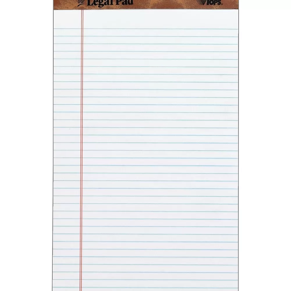TOPS Notepads<The Legal Pad Writing Pad, White, Legal Ruled, 8 1/2" x 14", 50 Sheets/Pad, 1/Pk
