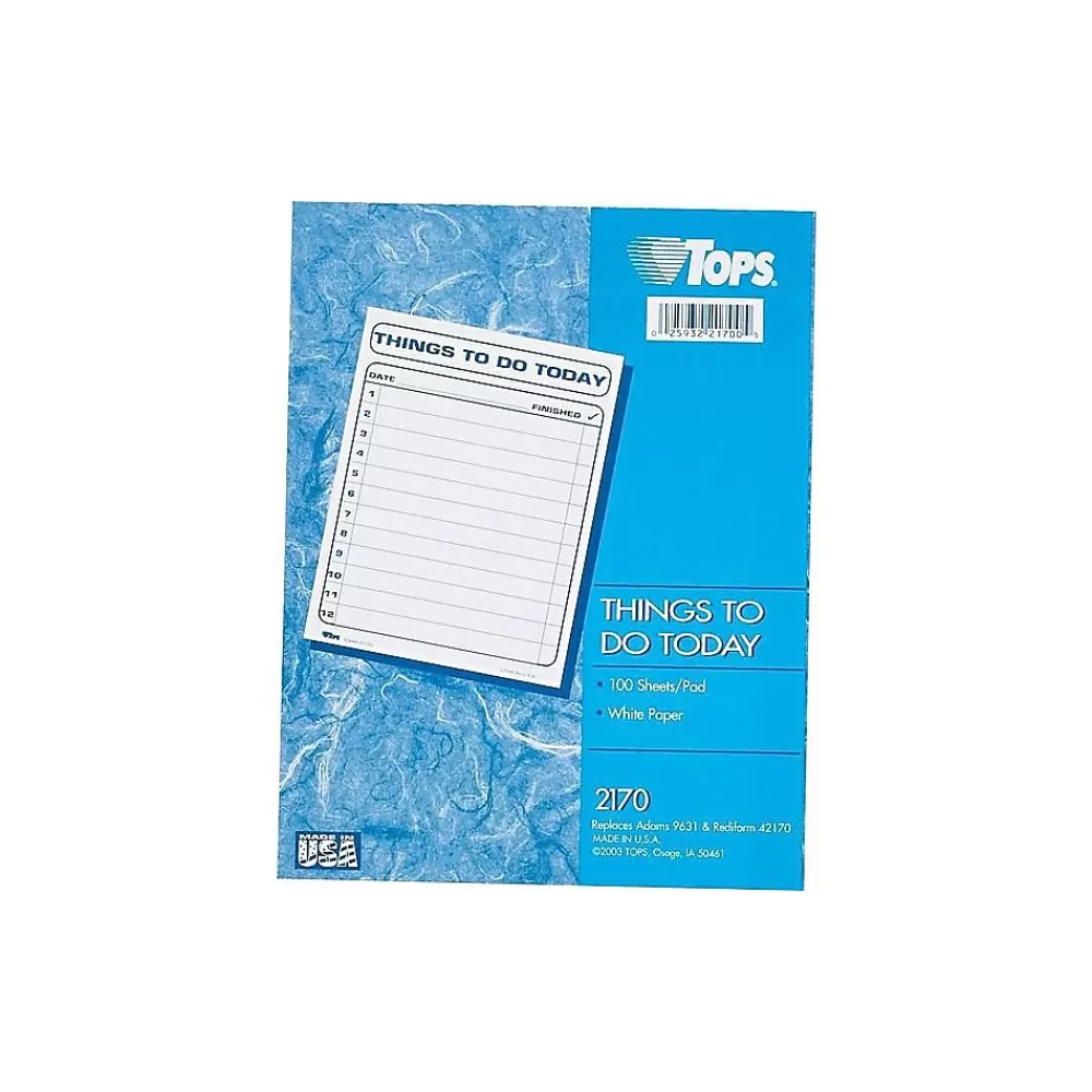 TOPS Notepads<Things To Do Today Memo Pad, 8.5" x 11", White, 100 Sheets/Pad (TOP 2170)