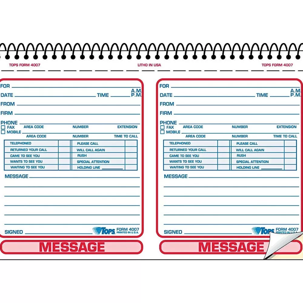 TOPS Notepads<® Top-bound Message Book