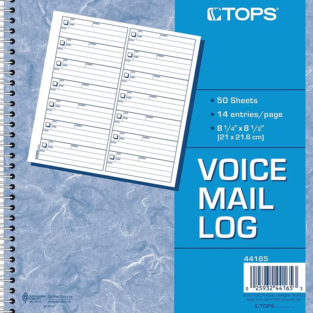 TOPS Notepads<Voice Message Pad, 8-1/2" x 8-1/4", White, 50 Sheets/Pad (44165)