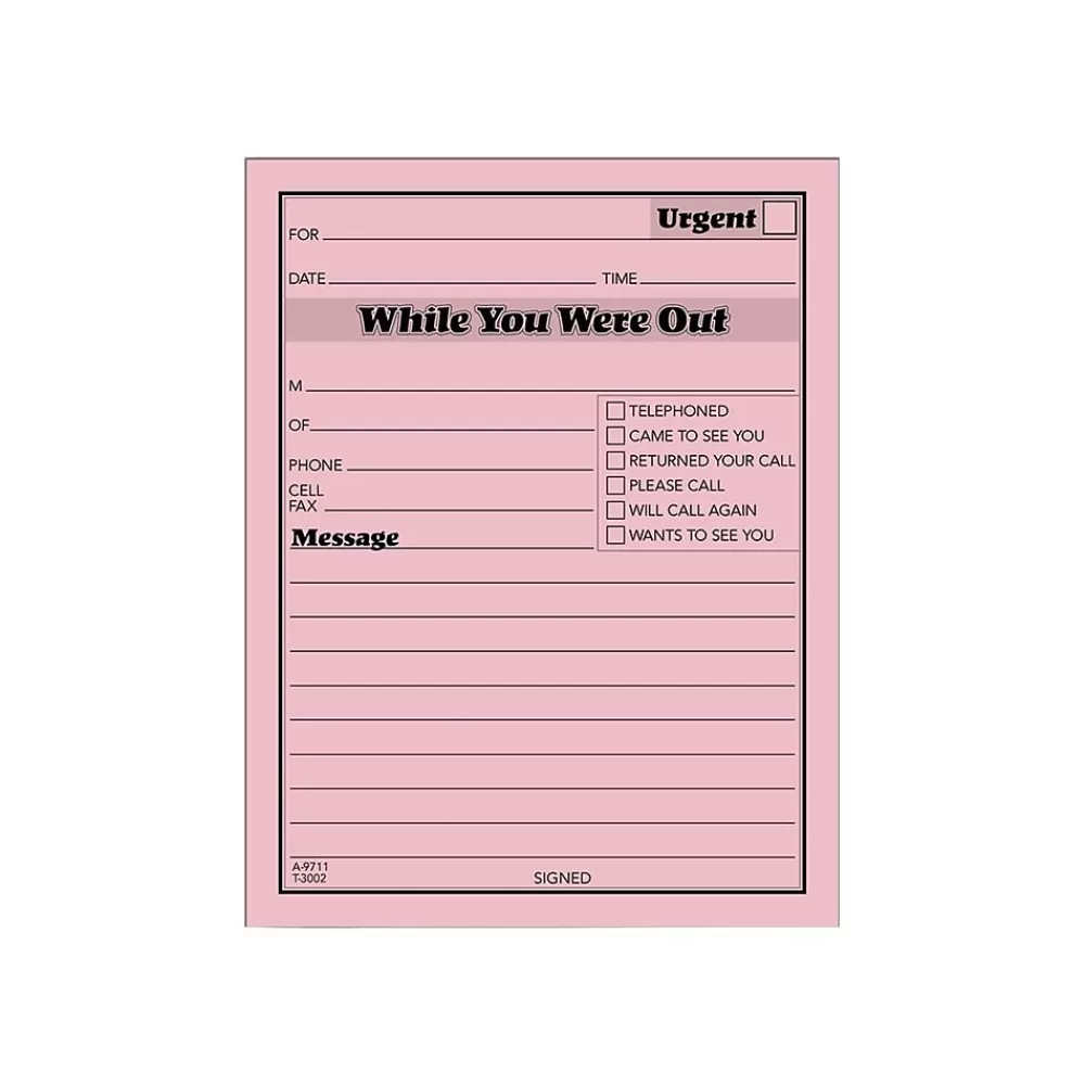 TOPS Notepads<While You Were Out Message Pads, 4.25" x 5.5", Pink, 50 Sheets/Pad, 12 Pads/Pack (TOP 3002P)