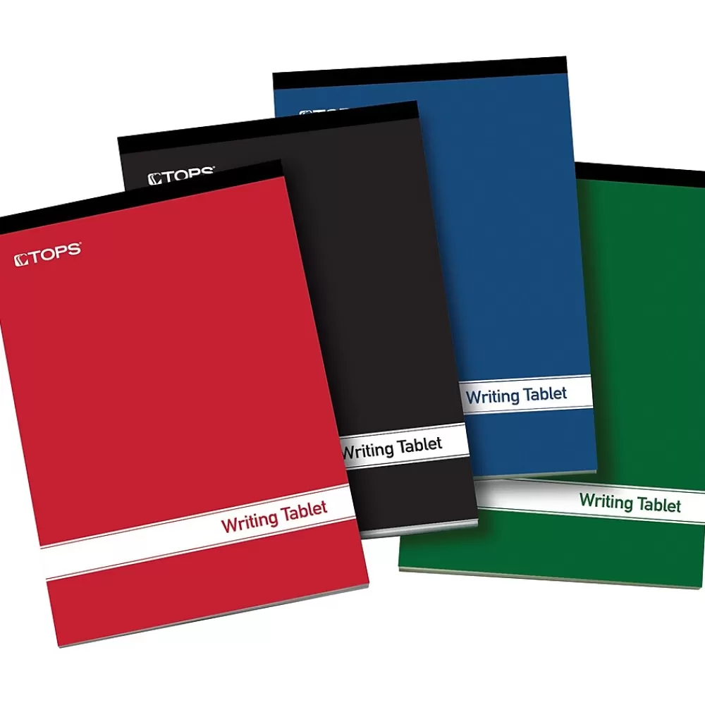 TOPS Notepads<Writing Tablets, 6" x 9", Narrow Ruled, Assorted Colors, 100 Sheets/Pad, 4 Pads/Pack (E80228)