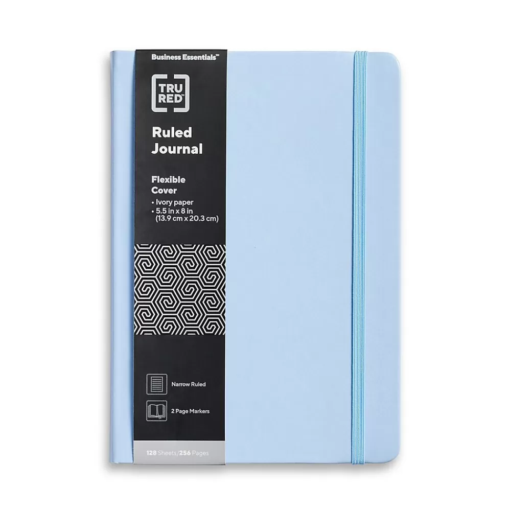 TRU RED Journals<™ 5.5” x 8” Medium Flexible Cover Narrow Ruled Journal, Light Blue (TR61954)