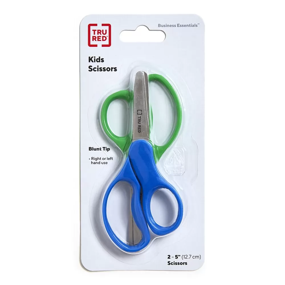 TRU RED Scissors<™ Junior 5" Kids Blunt Tip Stainless Steel Scissors, Straight Handle, Right & Left Handed, 2/Pack (TR55055)