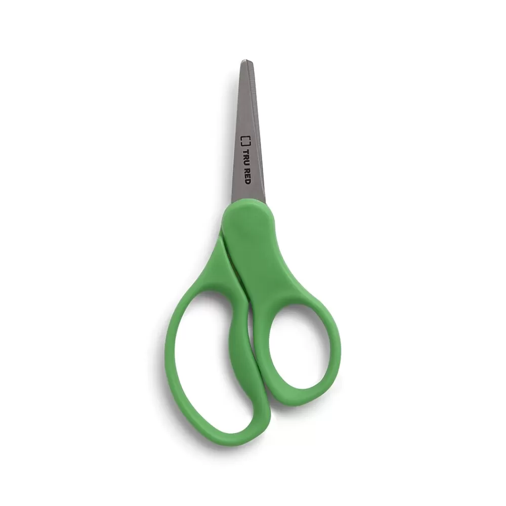 TRU RED Scissors<™ Junior 5" Kids Pointed Tip Stainless Steel Scissors, Straight Handle, Right & Left Handed, 2/Pack (TR55053)