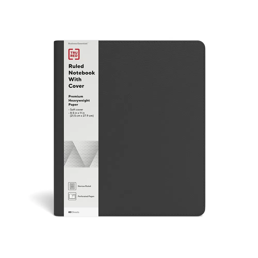 TRU RED Subject Notebooks<™ Large Folio Soft Cover Ruled Notebook, Black (TR54992)