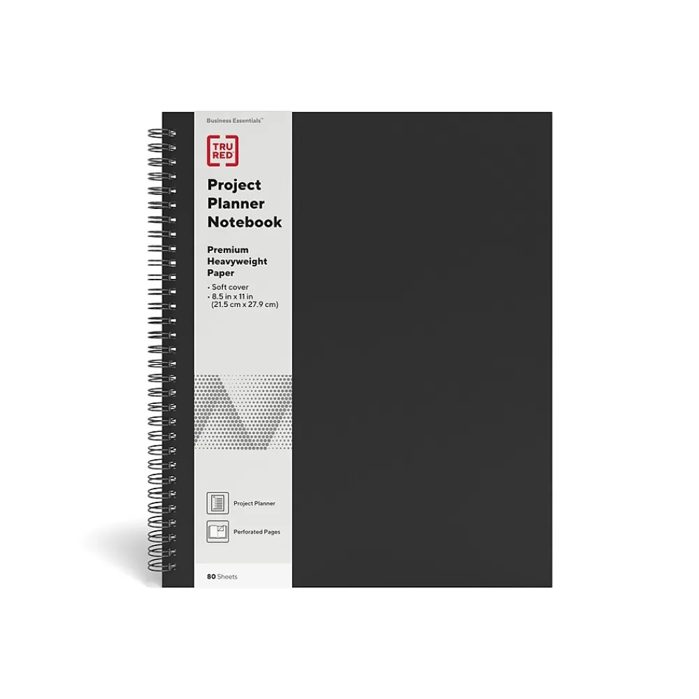TRU RED Subject Notebooks<™ Large Soft Cover Project Planner Notebook, Black (TR54986)