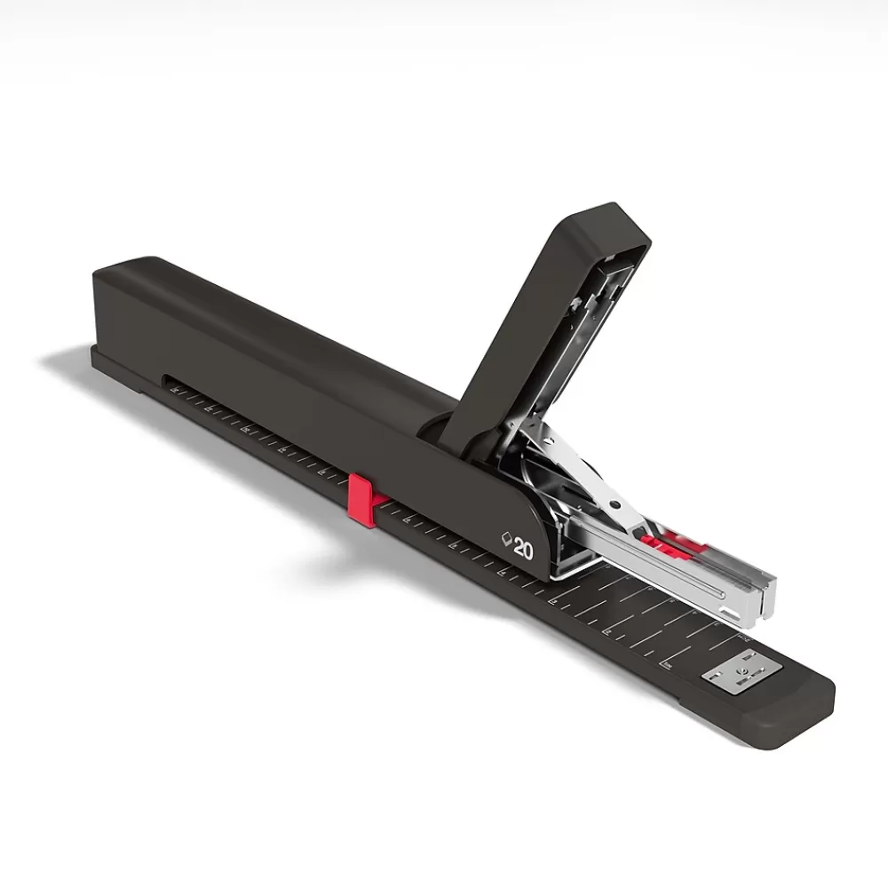 TRU RED Staplers<™ Long Reach Stapler, 20-Sheet Capacity, Black (TR58085)