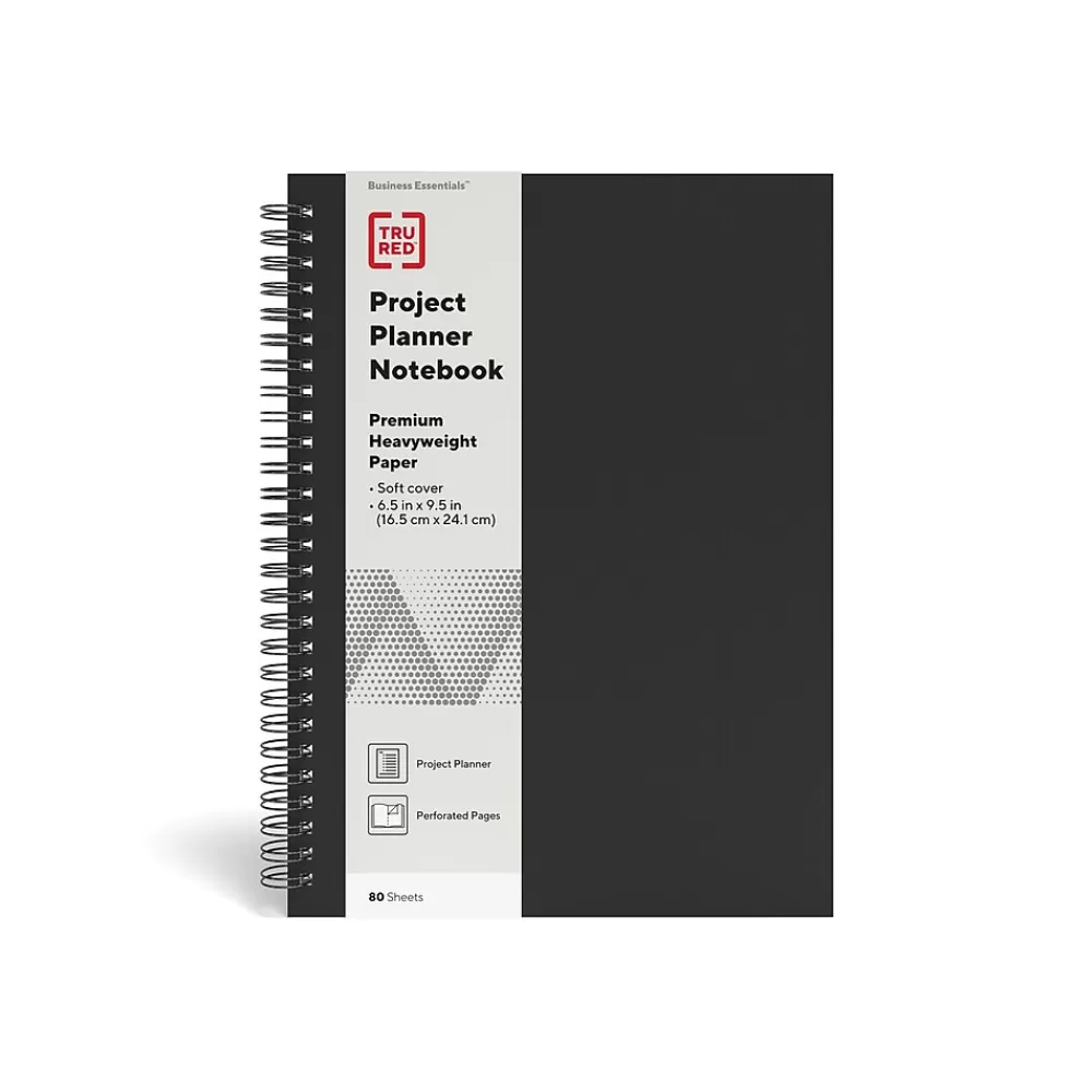 TRU RED Subject Notebooks<™ Medium Soft Cover Project Planner Notebook, Black (TR54989)