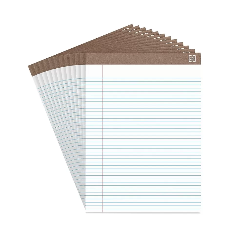 TRU RED Notepads<™ Notepad, 8.5" x 11.75", Narrow Ruled, , 50 Sheets/Pad, Dozen (TR59938/TR58187)