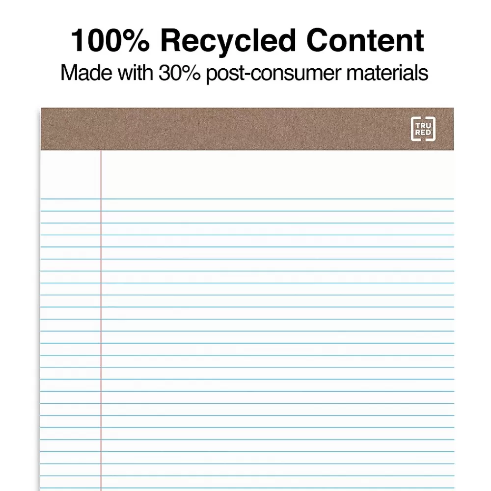 TRU RED Notepads<™ Notepad, 8.5" x 11.75", Narrow Ruled, , 50 Sheets/Pad, Dozen (TR59938/TR58187)