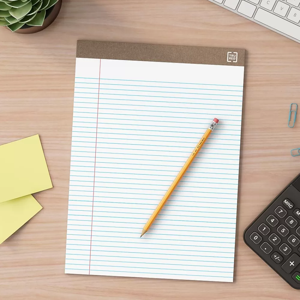 TRU RED Notepads<™ Notepad, 8.5" x 11.75", Narrow Ruled, , 50 Sheets/Pad, Dozen (TR59938/TR58187)