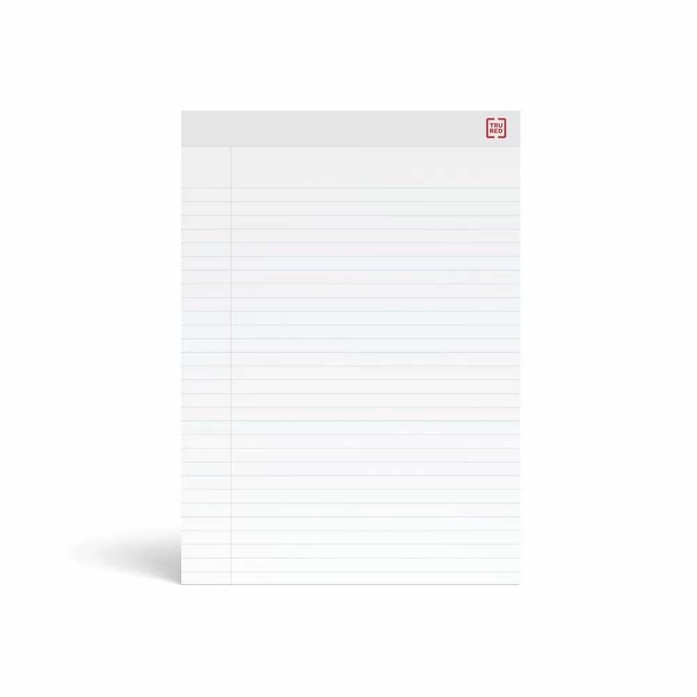 TRU RED Notepads<™ Notepad, 8.5" x 11.75", Wide Ruled, White, 50 Sheets/Pad, Dozen Pads/Pack (TR58188)