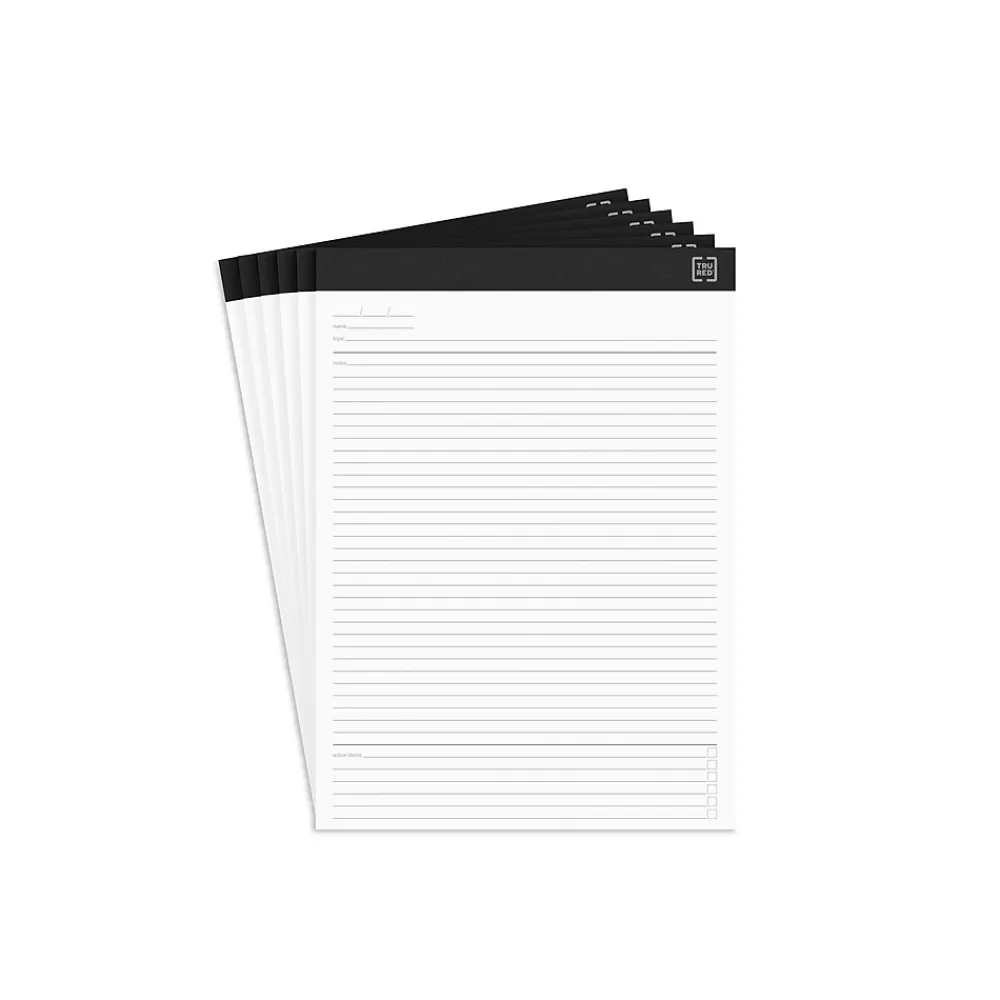 TRU RED Notepads<™ Notepads, 8.5" x 11.75", Meeting Agenda Format Ruled, White, 50 Sheets/Pad, 6 Pads/Pack (TR57380)