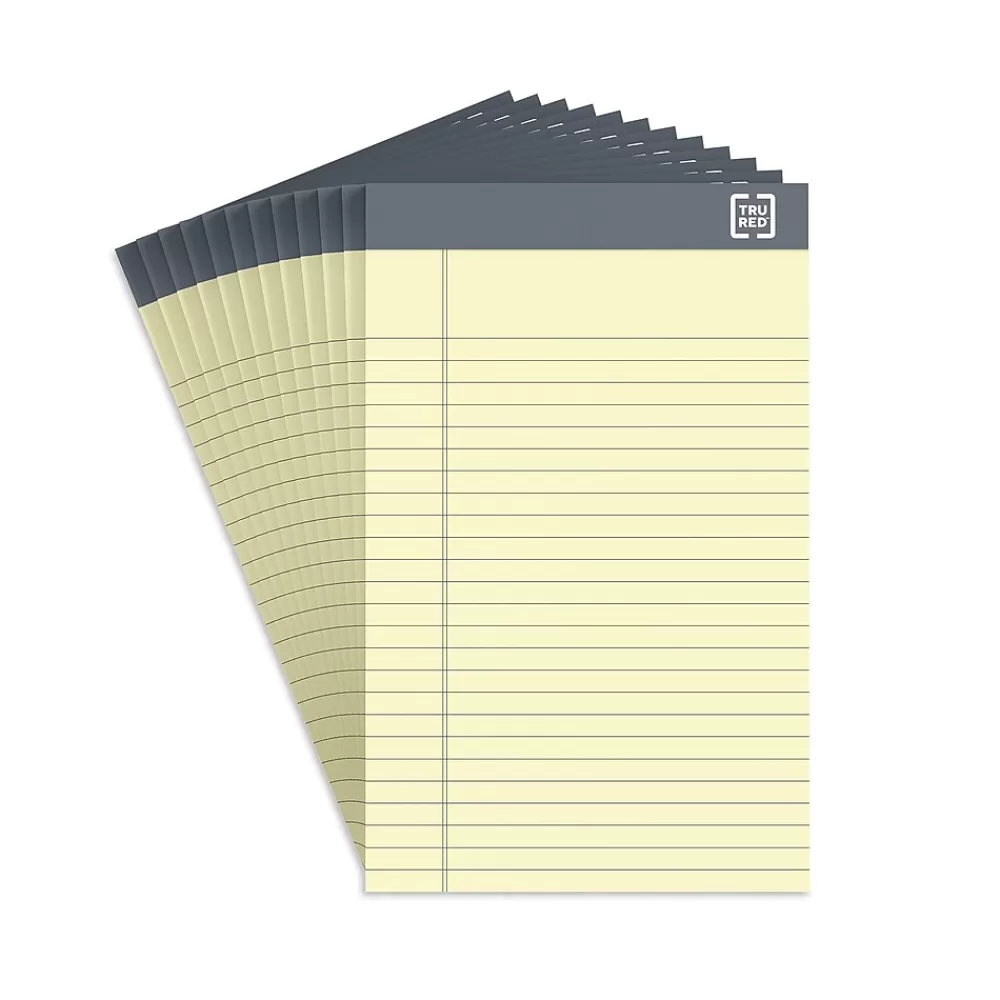 TRU RED Notepads<™ Notepads, 5" x 8", Narrow Ruled, Canary, 50 Sheets/Pad, 12 Pads/Pack (TR57359)