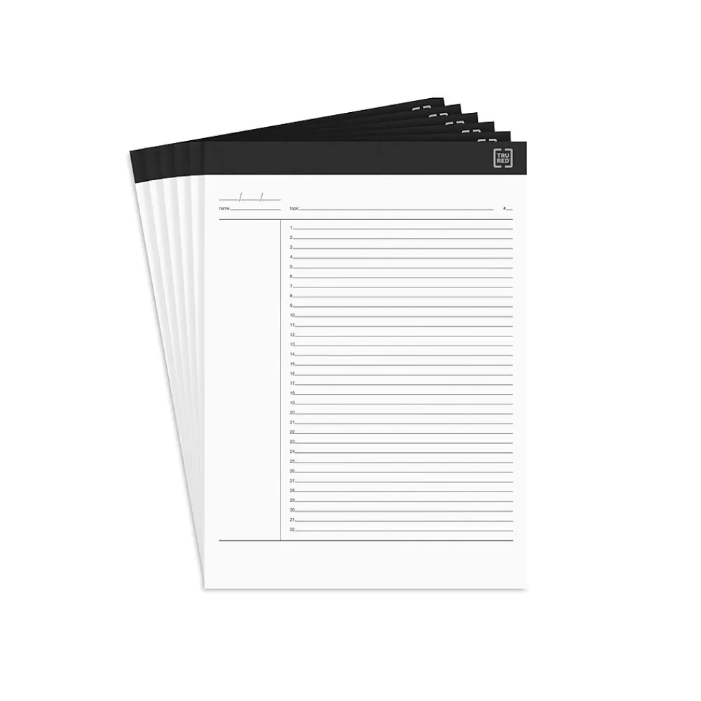 TRU RED Notepads<™ Notepads, 8.5" x 11.75", Project Planner Format Ruled, White, 50 Sheets/Pad, 6 Pads/Pack (TR57379)
