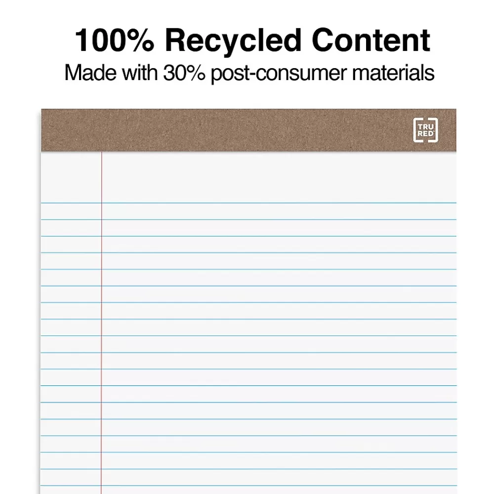 TRU RED Notepads<™ Notepads, 8.5" x 11.75", Wide Ruled, , 50 Sheets/Pad, Dozen Pads/Pack (TR58185)