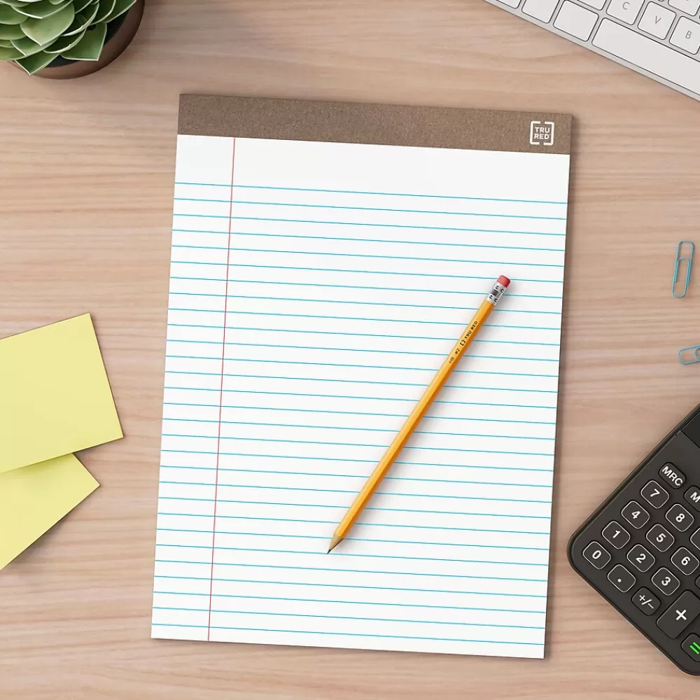 TRU RED Notepads<™ Notepads, 8.5" x 11.75", Wide Ruled, , 50 Sheets/Pad, Dozen Pads/Pack (TR58185)