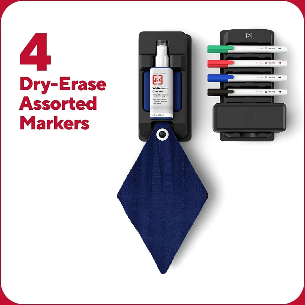 TRU RED Markers<™ Pen Dry Erase Kit, Fine Tip, Assorted, 4/Pack (TR61743/TR56941)