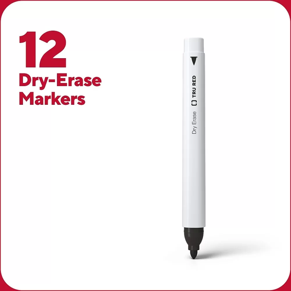 TRU RED Markers<™ Pen Dry Erase Markers, Fine Tip, Assorted, 12/pack (TR61455)