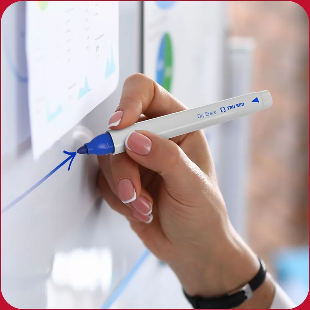 TRU RED Markers<™ Pen Dry Erase Markers, Fine Tip, Assorted, 4/Pack (TR61457/TR54562)