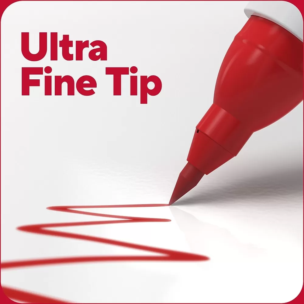 TRU RED Markers<™ Pen Dry Erase Markers, Ultra Fine Tip, Assorted, 4/Pack (TR61458/TR57422)
