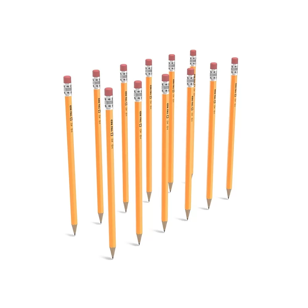 TRU RED Pencils<™ Pre-Sharpened Wooden Pencil, 2.2mm, #2 Medium Lead, Dozen (TR58558)