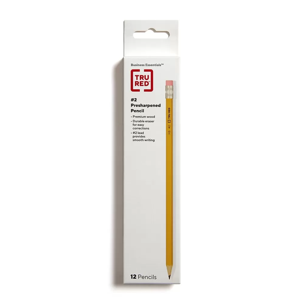 TRU RED Pencils<™ Pre-Sharpened Wooden Pencil, 2.2mm, #2 Medium Lead, Dozen (TR58558)