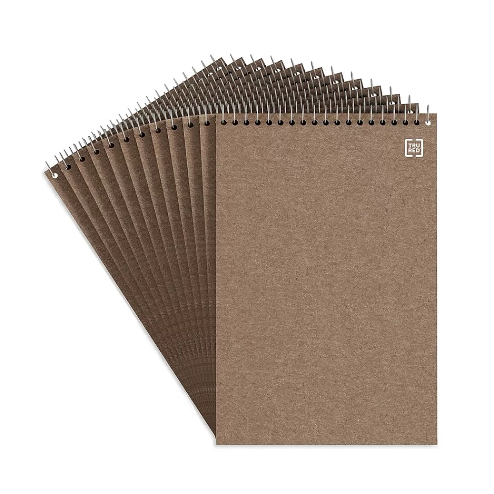 TRU RED Notepads<™ Steno Pad, 6" x 9", Gregg Ruled, Kraft, 80 Sheets/Pad, Dozen (TR59940/TR58190)