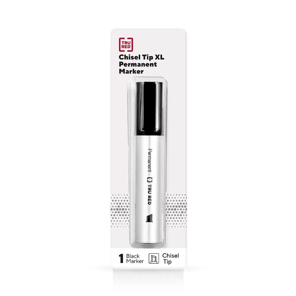 TRU RED Markers<™ XL Tank Permanent Marker, Chisel Tip, Black (TR56933)