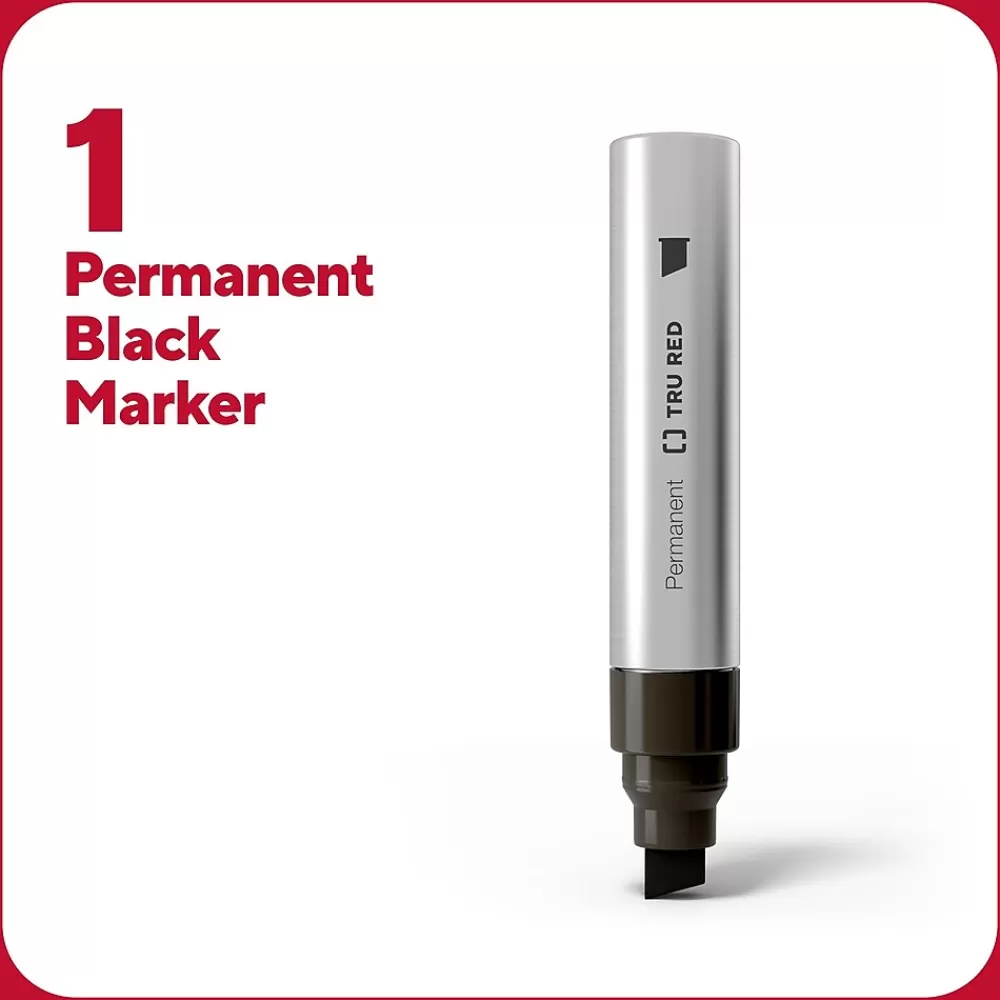 TRU RED Markers<™ XL Tank Permanent Marker, Chisel Tip, Black (TR56933)