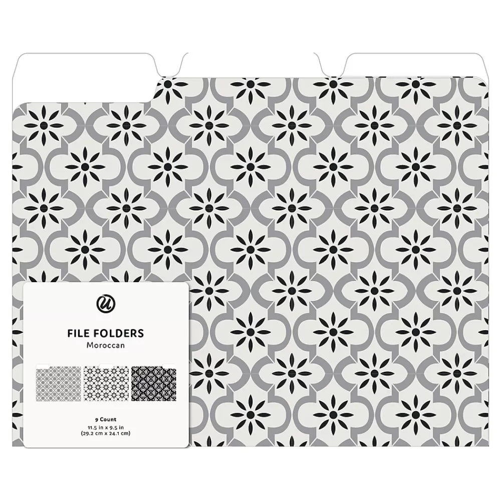 U Brands File Folders<File Folders, 1/3-Cut Tab, Letter Size, Assorted Moroccan, 9/Pack (5436U06-24)