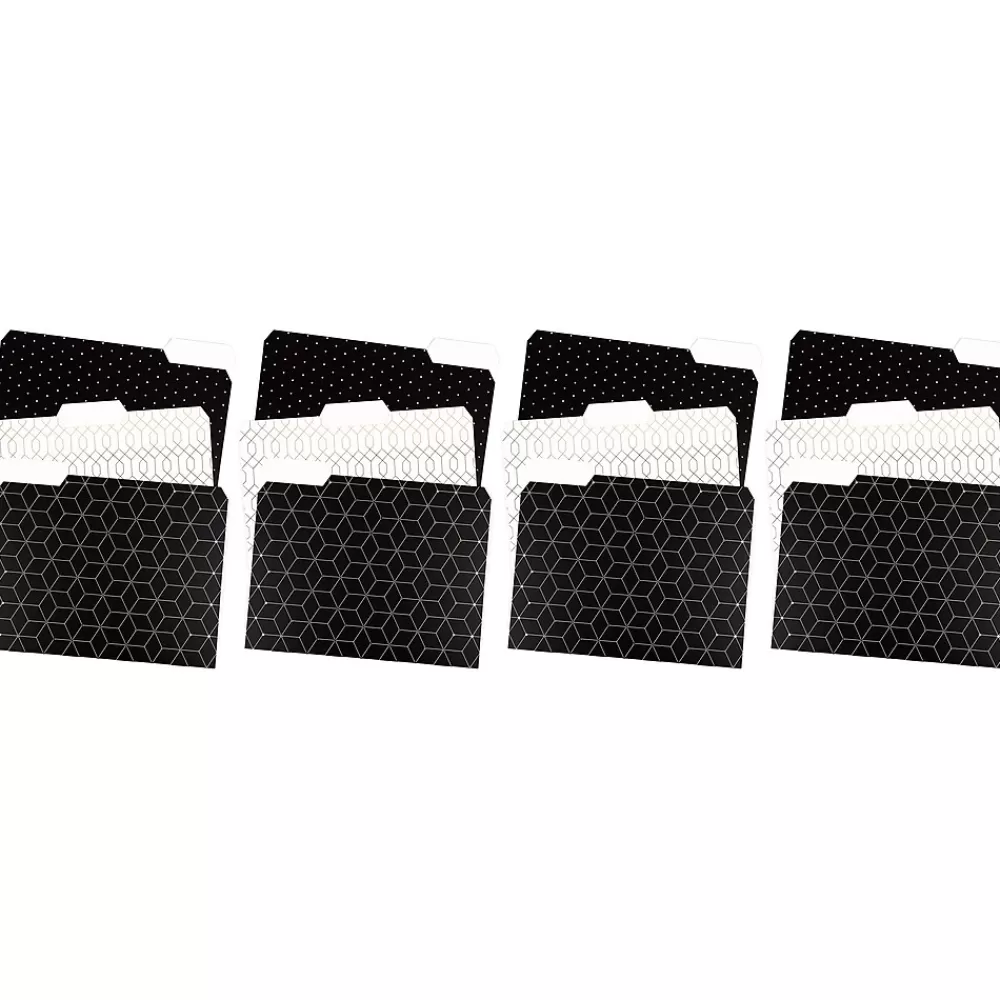 U Brands File Folders<Modern Classic Fashion File Folders, 3-Tab, Letter Size, Assorted Colors, 12/Pack (3236U06-24)