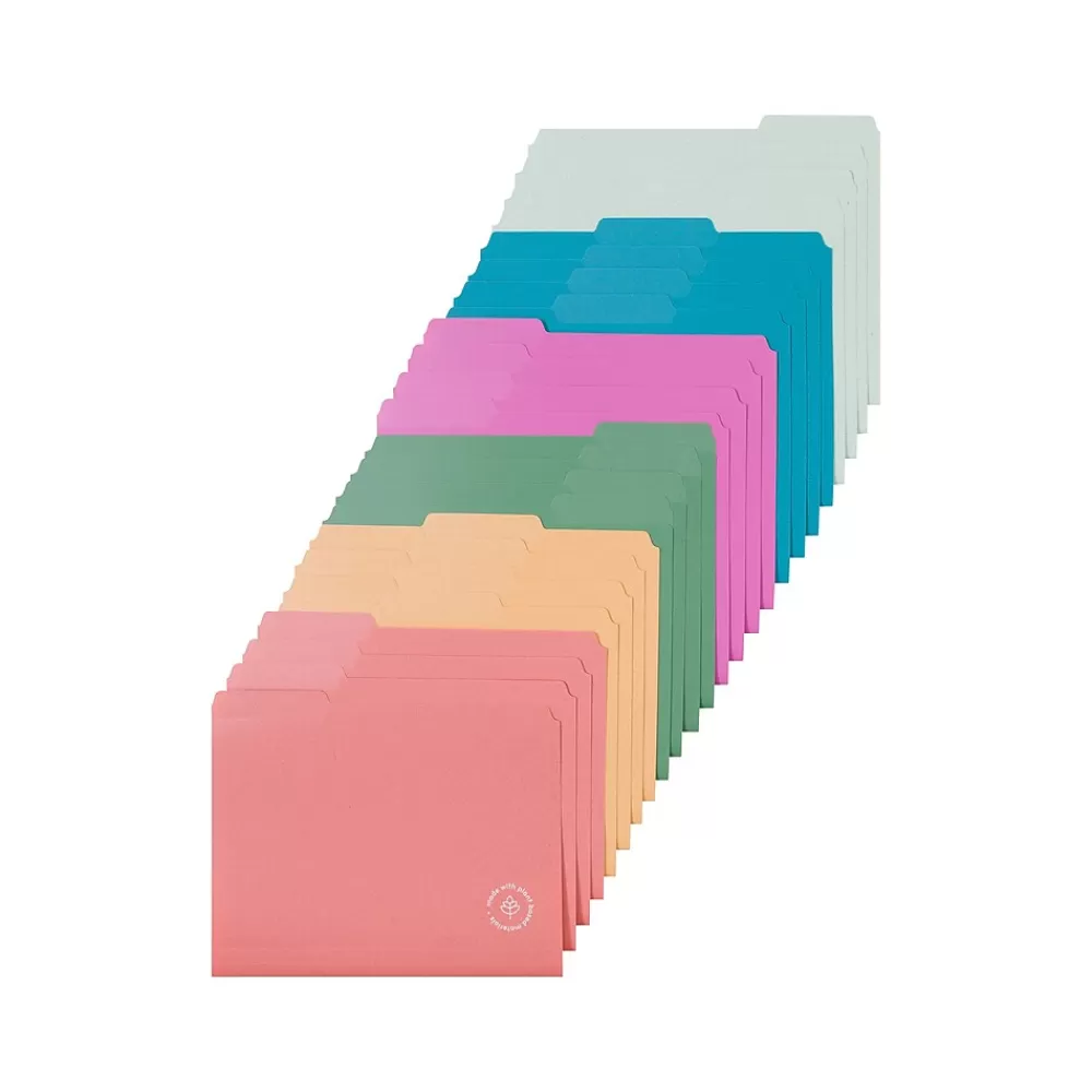 U Brands File Folders<U-Eco File Folder, 1/3-Cut Tab, Letter Size, Assorted Colors, 24/Pack (6597U01-12)