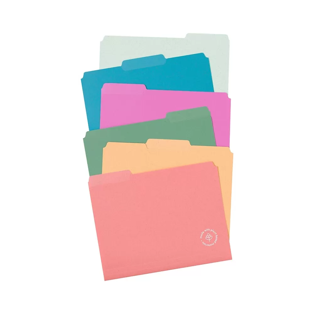U Brands File Folders<U-Eco File Folder, 1/3-Cut Tab, Letter Size, Assorted Colors, 24/Pack (6597U01-12)