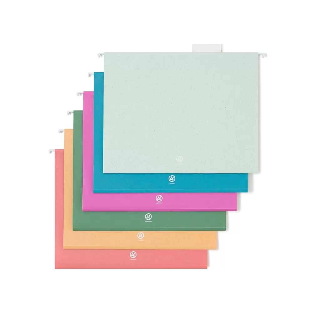 U Brands Hanging File Folders<U-Eco Hanging File Folders, Letter Size, Assorted Colors, 12/Pack (6596U01-12)
