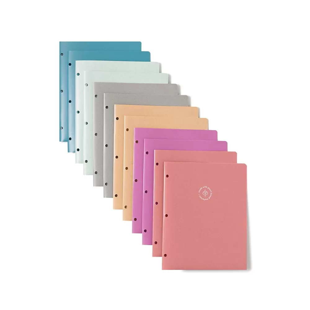 U Brands Pocket Folders<U-Eco 3-Hole Punched 2-Pocket Folders, Assorted Colors, 12/Pack (6600U01-12)
