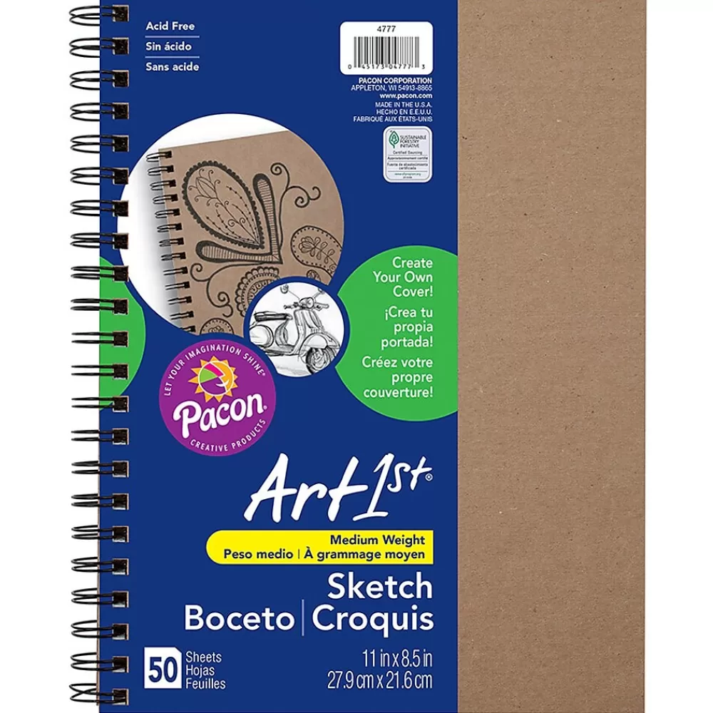 uCreate Notepads<Create Your Own Cover Sketch Diary, 11" x 8.5", Natural, 50 Sheets, Pack of 3 (PAC4777-3)