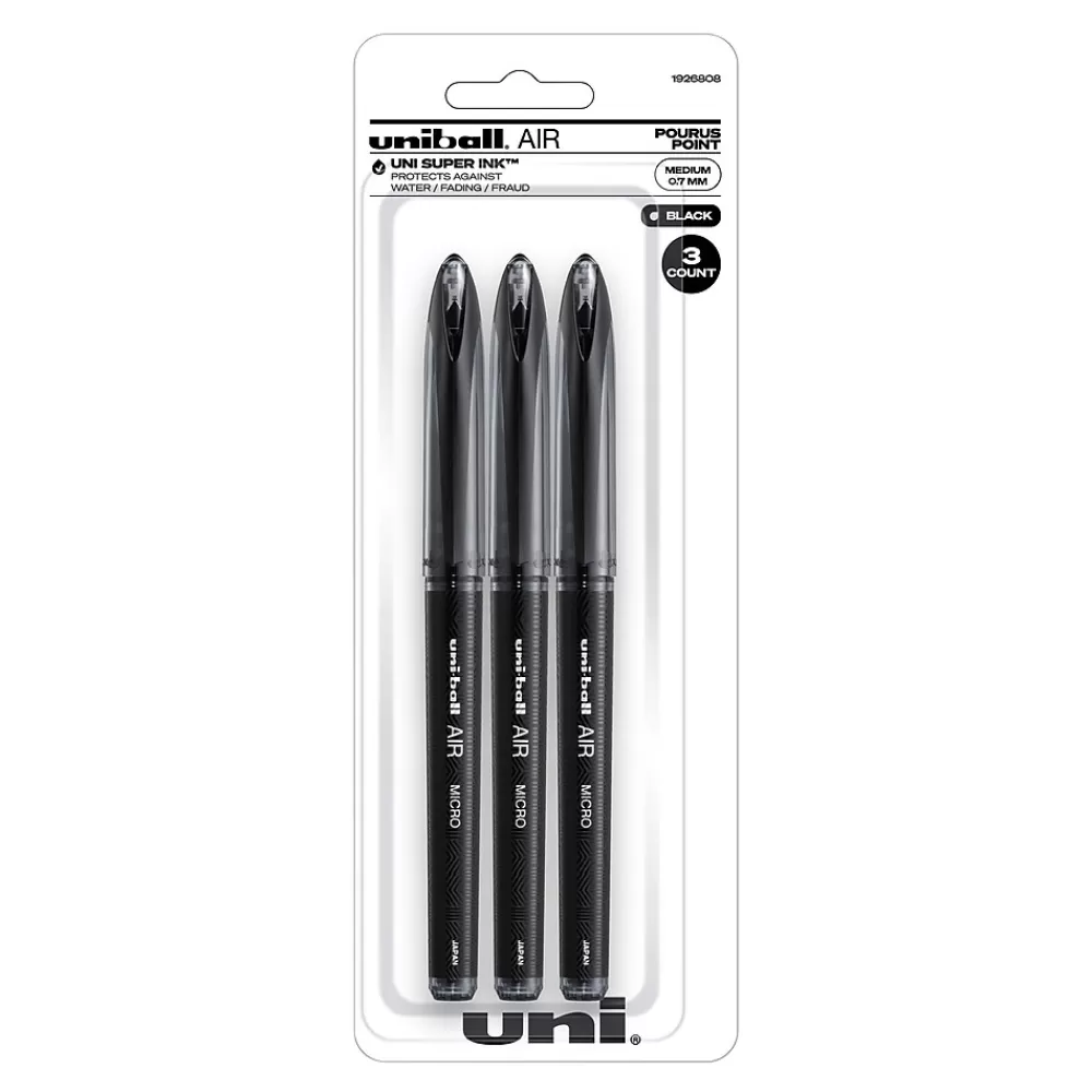 uni-ball Pens<uni AIR Porous Point Pens, Medium Point, 0.7mm, Bold Point, Black Ink, 3/Pack (1926808)