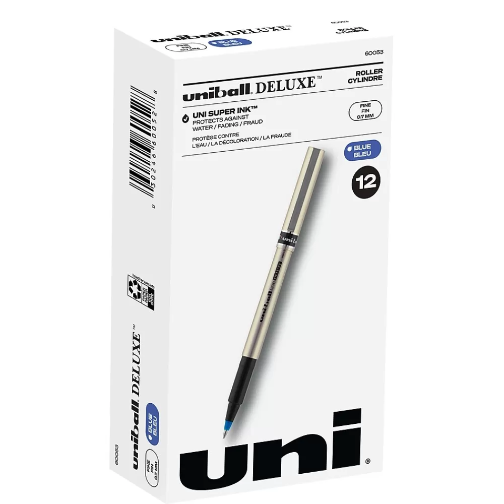 Uni Pens<Deluxe Rollerball Pen,Fine Point, Blue Ink, Dozen (60053)